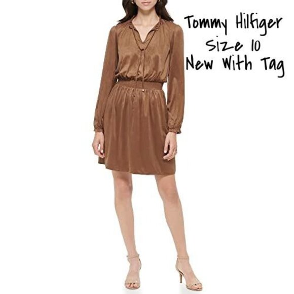 New Tommy Hilfiger Women's Brown Dress Size 10 US with Tags - Picture 1 of 5